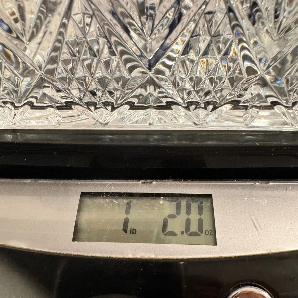 Waterford Crystal Golf Trinket Box Clear Etched Golfer Lid‎ Diamond Cut Decor